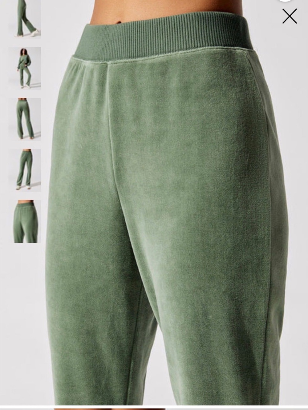 Carbon38 Olive Green Velour Flare - Picture 2 of 4